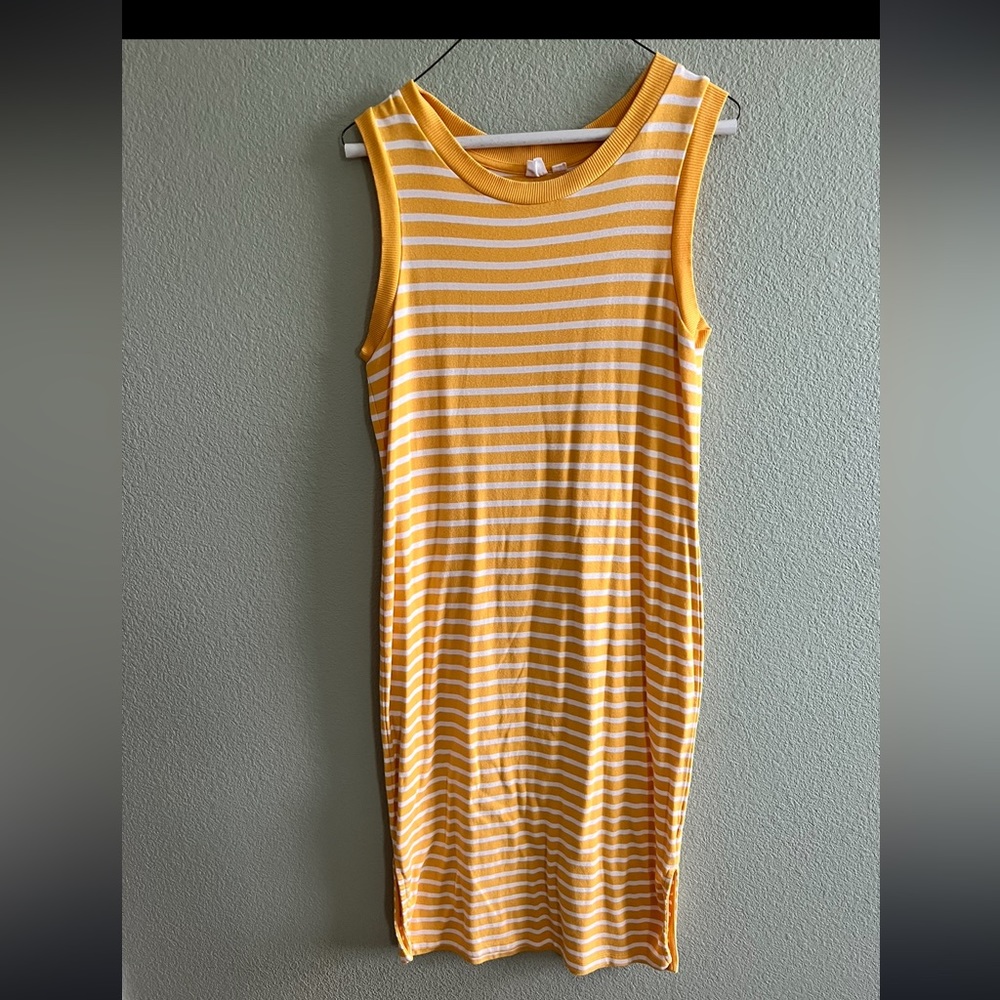 Yellow and white stripped dress